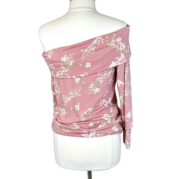 NWT Lauren Conrad Floral Off-The-Shoulder Lightweight Sweatshirt Dusty Rose M - Picture 6 of 14
